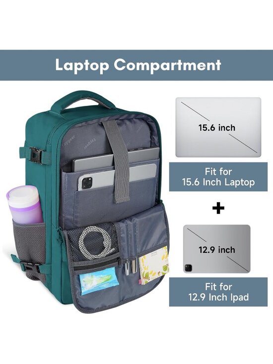 Women\'s Peacockblue 15.6inch Laptop Mochila Flight Approved Daypack with Pocket main image 4